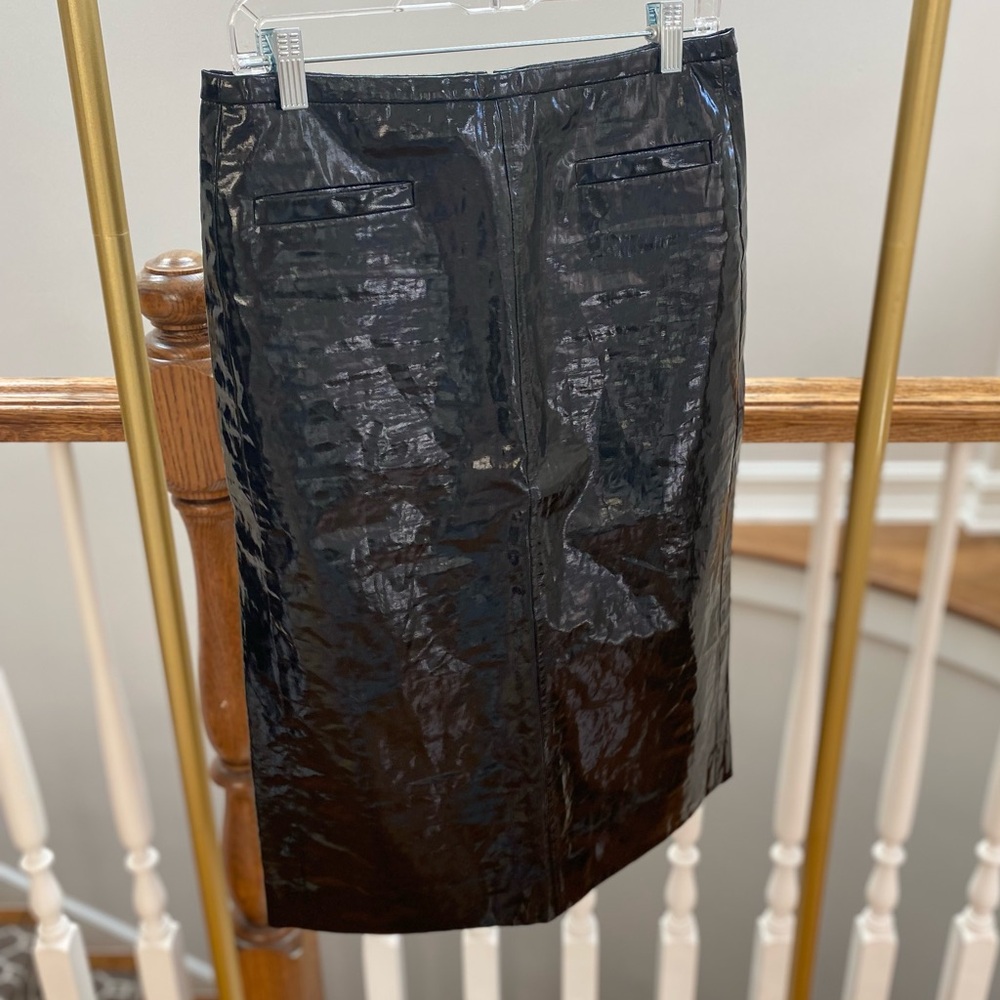 J. Crew Shiny Black Pencil Skirt